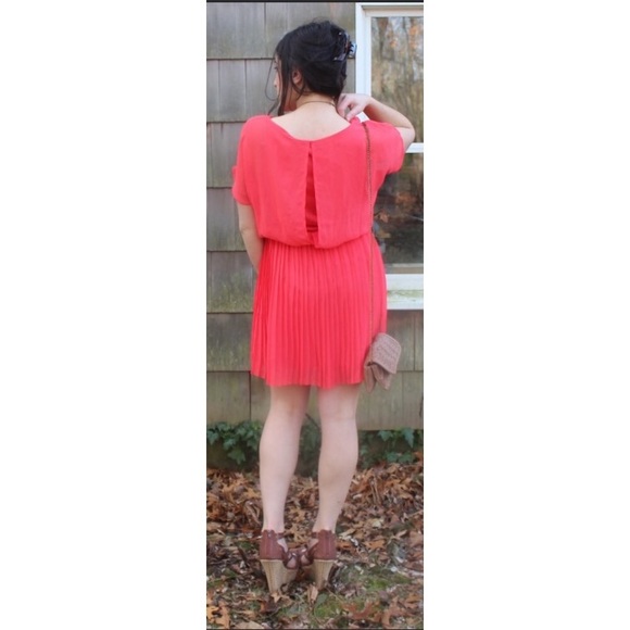 Coral Pleated Blouson Dress - Picture 7 of 8